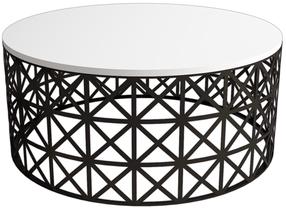 Kavos staliukas Kalune Design Selin Metal Ferforje, baltas/juodas, 90 cm x 90 cm x 38 cm