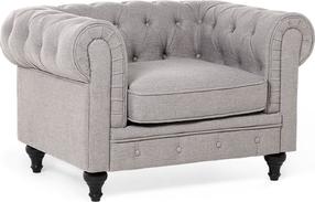 Krėslas Beliani Chesterfield, blyški pilka, 85 cm x 93 cm x 78.5 cm