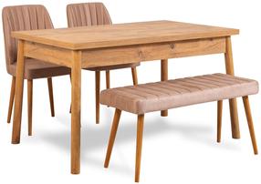 Valgomojo komplektas Kalune Design Costa 0900 - 3 A, rožinis/pušies