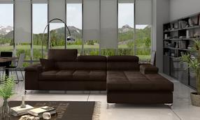 Kampinė sofa Ricardo Monolith 29, tamsiai ruda, dešininė, 205 x 280 cm x 90 cm