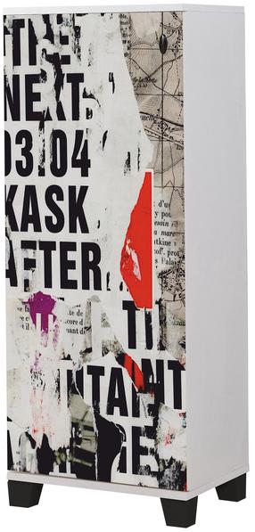 Batų dėžė Kalune Design Filinta 766, balta/raudona/įvairių spalvų, 38 cm x 50 cm x 127 cm