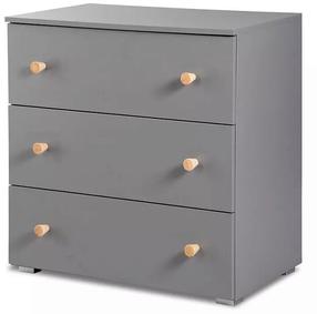 Komoda LittleSky Pauline, grafito, 80 cm x 48 cm x 81 cm