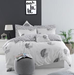 Patalynės užvalkalų komplektas Mijolnir Palma 143EPJ4809, baltas/pilkas, 200 x 220 cm