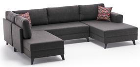 Kampinė sofa - lova Hanah Home Efsun, antracito, kairinė, 300 x 202 cm x 78 cm
