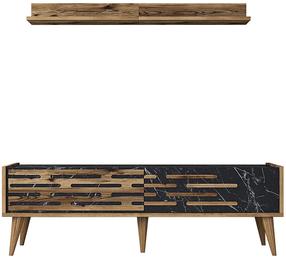 Sekcija Kalune Design Valensiya 140, juoda/riešuto, 45 cm x 140 cm x 35 cm, 2 vnt.