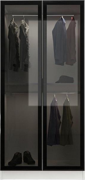 Spinta Kalune Design Kale Glass 210, balta/juoda, 90 cm x 52 cm x 210 cm