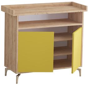 Batų dėžė Kalune Design Solea, ąžuolo/geltona, 35 cm x 100 cm x 102 cm