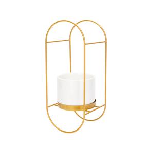 Pakabinamas gėlių vazonas Domoletti TRRT022, keramika/metalas, aukso/baltas