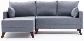 Kampinė sofa Hanah Home Bella Soft Mini, mėlyna, kairinė, 205 x 140 cm x 85 cm