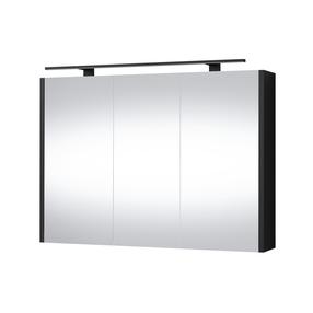 Pakabinama vonios spintelė su veidrodžiu Domoletti, juoda, 15.5 cm x 91.5 cm x 66.5 cm