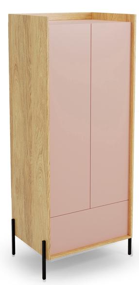 Spinta Mobius 2D, ąžuolo/rožinė, 78 cm x 60 cm x 179 cm