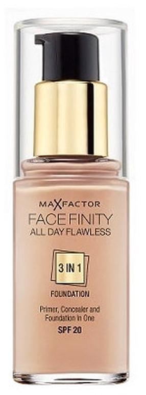 Skystas makiažo pagrindas Max Factor Face Finity All Day Flawless 3in1, šviesiai ruda, 30 porcelain, 30 ml
