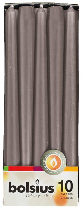 Žvakių rinkinys, kūginė Bolsius, 7.5 h, 10 vnt., Pilka