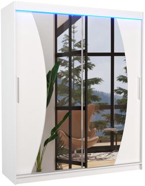 Spinta ADRK Dolores LED, balta, 58 cm x 180 cm x 215 cm, su veidrodžiu