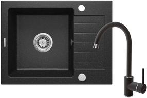 Virtuvinė plautuvė Deante Zorba ZQZA211A, granitas, 58 cm x 44 cm x 15 cm, grafito