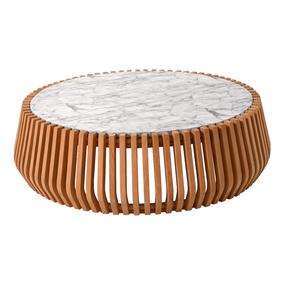 Kavos staliukas Miloo Vera M, balta/ruda, 106 cm x 106 cm x 31 cm