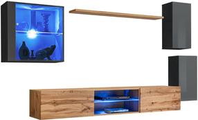 Sekcija ASM Switch XXIII, ąžuolo/grafito, 250 cm x 40 cm x 140 cm