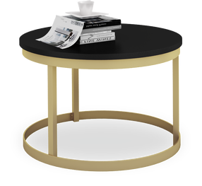 Kavos staliukas ADRK Rinen, aukso/juodas, 55 cm x 55 cm x 36 cm