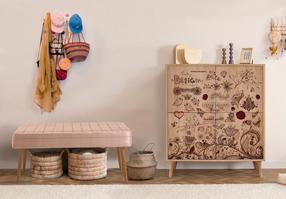 Prieškambario baldų komplektas Kalune Design Multilux 731 - 0900, vidaus, ąžuolo/šviesiai rožinė