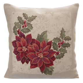 Kalėdinis dekoratyvinės pagalvėlės užvalkalas PSWA-168, aukso/raudona, 45 cm x 45 cm