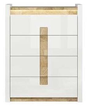 Komoda Alameda S420-KOM4S-BIP/DWM/BIP, ąžuolo/balta, 97 cm x 41.5 cm x 123 cm