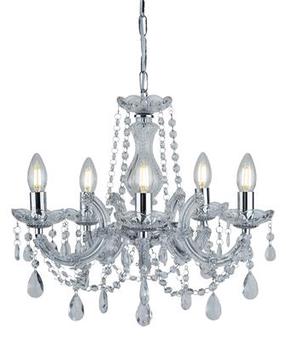 Krištolinis sietynas kabinamas Searchlight Marie Therese 399-5, E14, 5 x 60 W