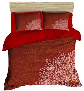 Kalėdinis patalynės užvalkalų komplektas Mijolnir 178PRL2091, rudas/baltas/raudonas, 200 x 220 cm