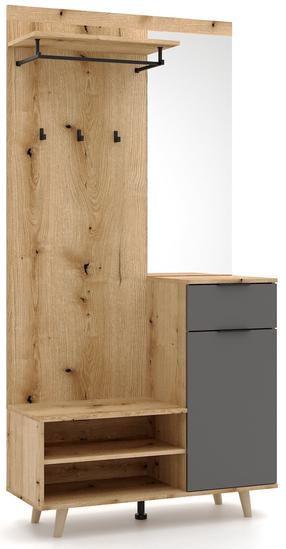 Prieškambario spinta Nordic, ruda/pilka, 40 cm x 100 cm x 204 cm