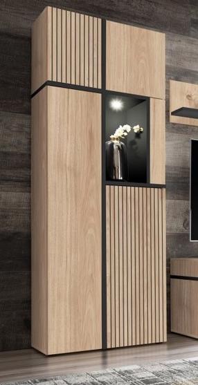 Vitrina ASM Cross Cross, ąžuolo/juoda, 40 cm x 70 cm x 195 cm