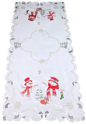 Kalėdinis stalo takelis stačiakampė Snowman, balta/raudona/žalia, 60 x 120 cm