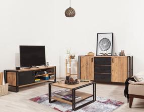 Svetainės baldų komplektas Kalune Design Cosmo TKM.13, vidaus, rudas/juodas