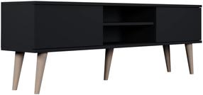 TV staliukas Kocot Kids Toronto, juodas, 160 cm x 35 cm x 55.5 cm