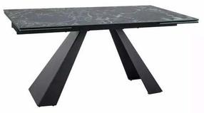 Valgomojo stalas išskleidžiamas Salvadore Verde Alpi, juodas/žalias, 160 - 240 cm x 90 cm x 77 cm