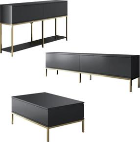 Svetainės baldų komplektas Kalune Design Lord, aukso/grafito