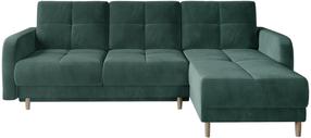 Kampinė sofa Roxi Velvetmat 38, tamsiai žalia, dešininė, 240 x 160 cm x 90 cm