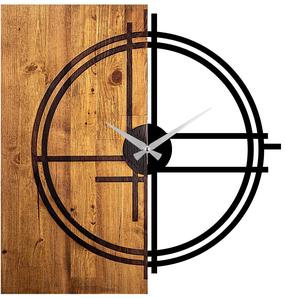 Sieninis kvarcinis laikrodis Wallity Wooden Clock 38, juoda/riešuto, 56 cm x 3 cm