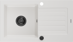 Virtuvinė plautuvė Mexen Pablo White+Black, granitas, 75 cm x 43 cm x 16.1 cm, balta/juoda