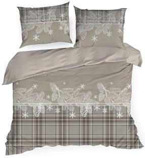 Kalėdinis patalynės užvalkalų komplektas PTS-011, balta/smėlio, 140 x 200 cm