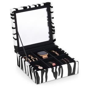 Papuošalų dėžutė AmeliaHome Zebra, 18 cm, balta/juoda