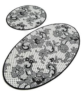 Vonios kilimėlių rinkinys Foutastic Lace 359CHL1530, baltas/juodas, 100 cm x 60 cm