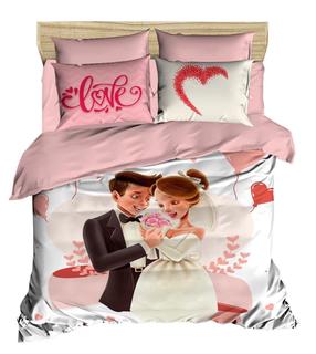 Patalynės užvalkalų komplektas Mijolnir 214 178PRL1387, baltas/rožinis, 160 x 220 cm