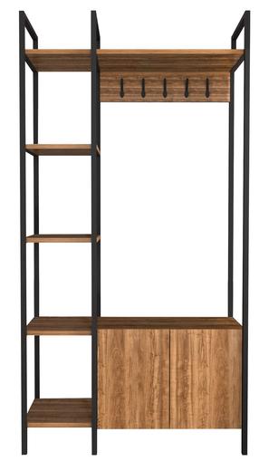 Prieškambario spinta Kalune Design Doga 322RTC1802, ruda/juoda, 35 cm x 90 cm x 175 cm