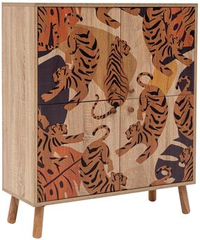 Spintelė Kalune Design Multi Purpose Tigris, oranžinė/raudona/sonoma ąžuolo, 36 cm x 95 cm x 111 cm
