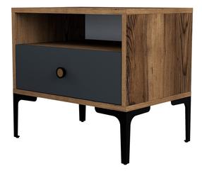 Naktinis staliukas Kalune Design Lizbon 529, antracito/riešuto, 40 cm x 56 cm x 50.8 cm