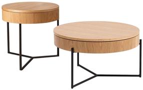 Kavos staliukų komplektas Kalune Design Islo, medžio, 70 cm x 70 cm x 40 cm, 2 vnt.