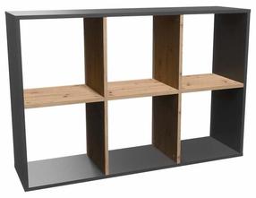 Pastatoma lentyna Malax 2x3, antracito/ąžuolo, 30 cm x 110 cm x 75 cm