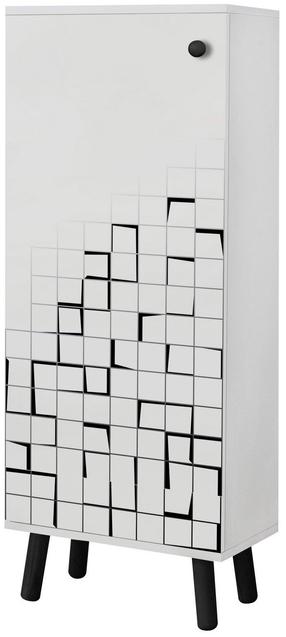 Batų spintelė Kalune Design Vegas SB 959, balta/juoda, 38 cm x 50 cm x 135 cm