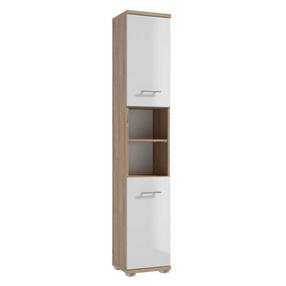 Laisvai pastatoma vonios spinta Deftrans Bari, balta, 31.5 cm x 35.1 cm x 187.3 cm