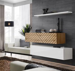 Sieninių lentynų komplektas ASM Switch SB2, ruda/balta, 130 cm x 30 cm x 110 cm