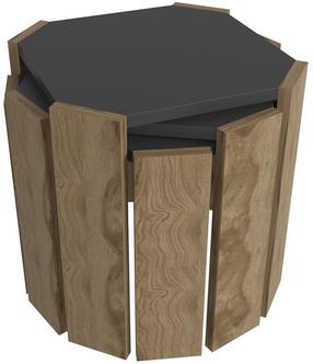 Kavos staliukas Kalune Design Lori, antracito/riešuto, 44.5 cm x 44.5 cm x 41 cm